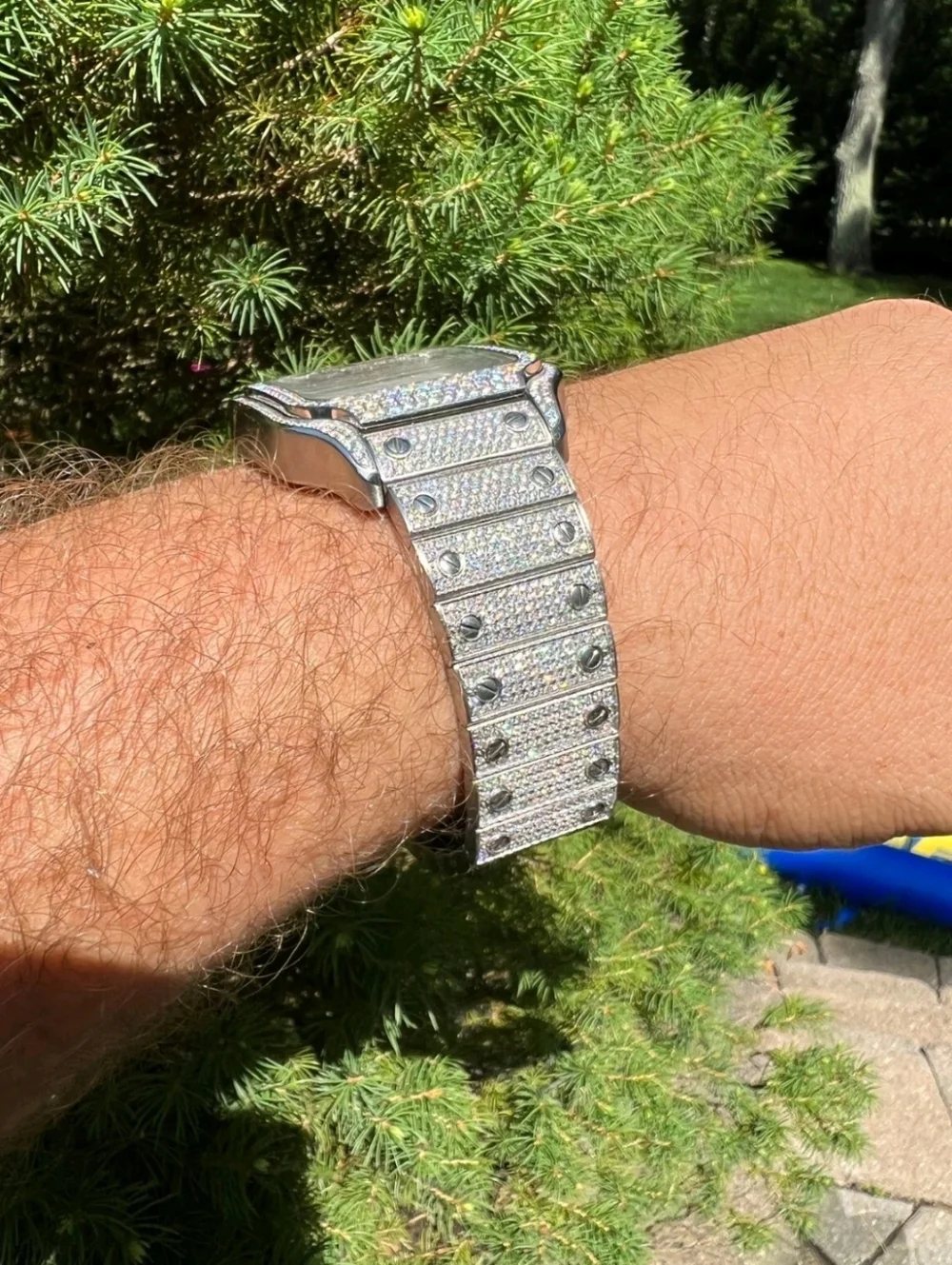 Iced Out 16ct MOISSANITE Watch Iced Automatic Movement Hip Hop Arabic Numbers - Picture 6 of 13